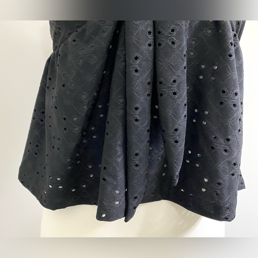 SHEIN Womens M Solid Black Eyelet Lace Strapless Crop Top Boho Y2K Minimalist - Picture 3 of 14
